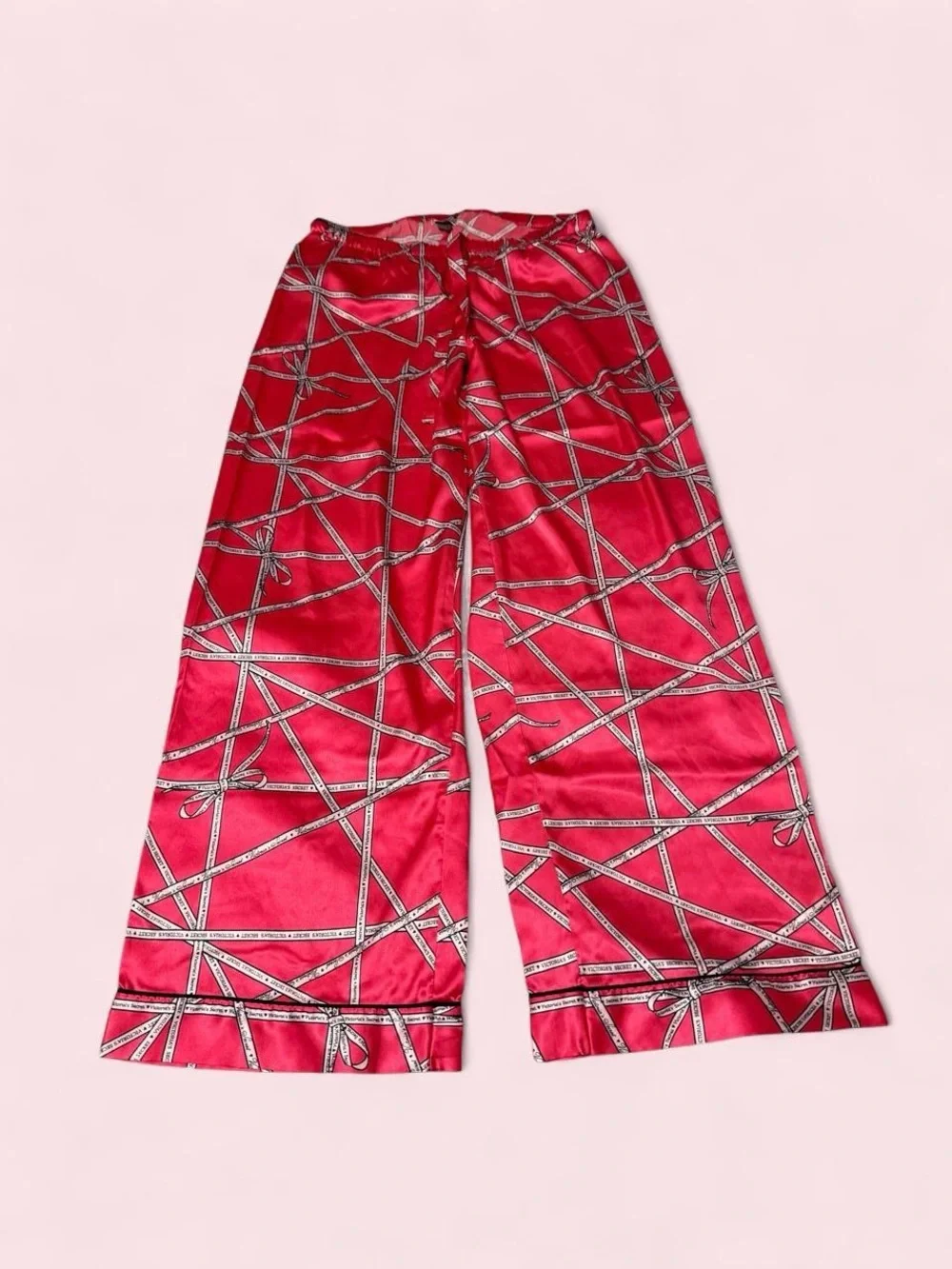 Victoria's Secret Pink Satin Sleepwear with Logo Ribbon Detail
